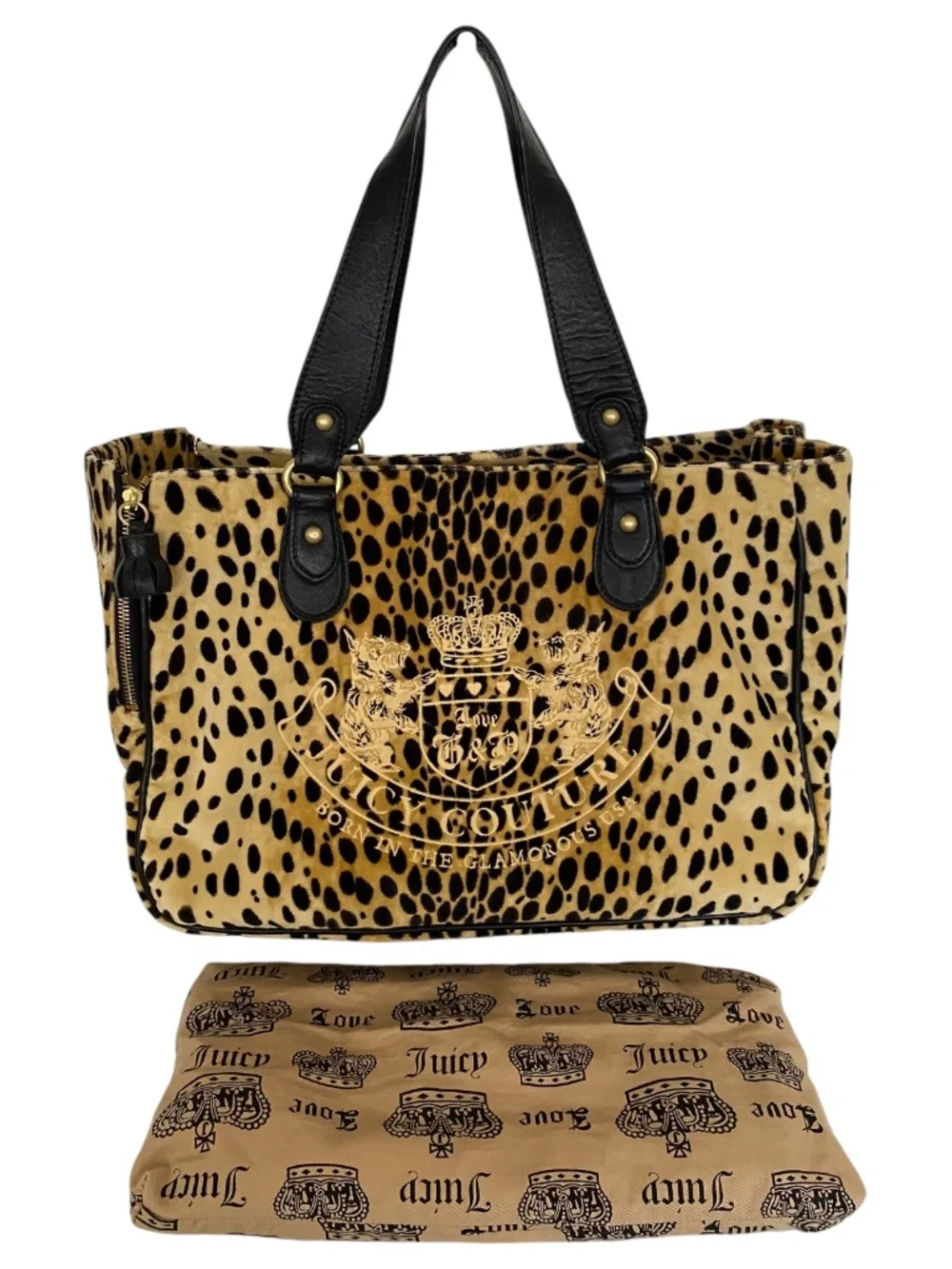 Vintage RARE Juicy Couture Cheetah Velour Pet Carrier Bag Y2K Doggy Couture